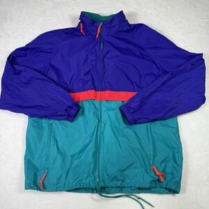 Vintage Woolrich Jacket Men's Large Colorblock Retro 80's Hooded Windbreaker